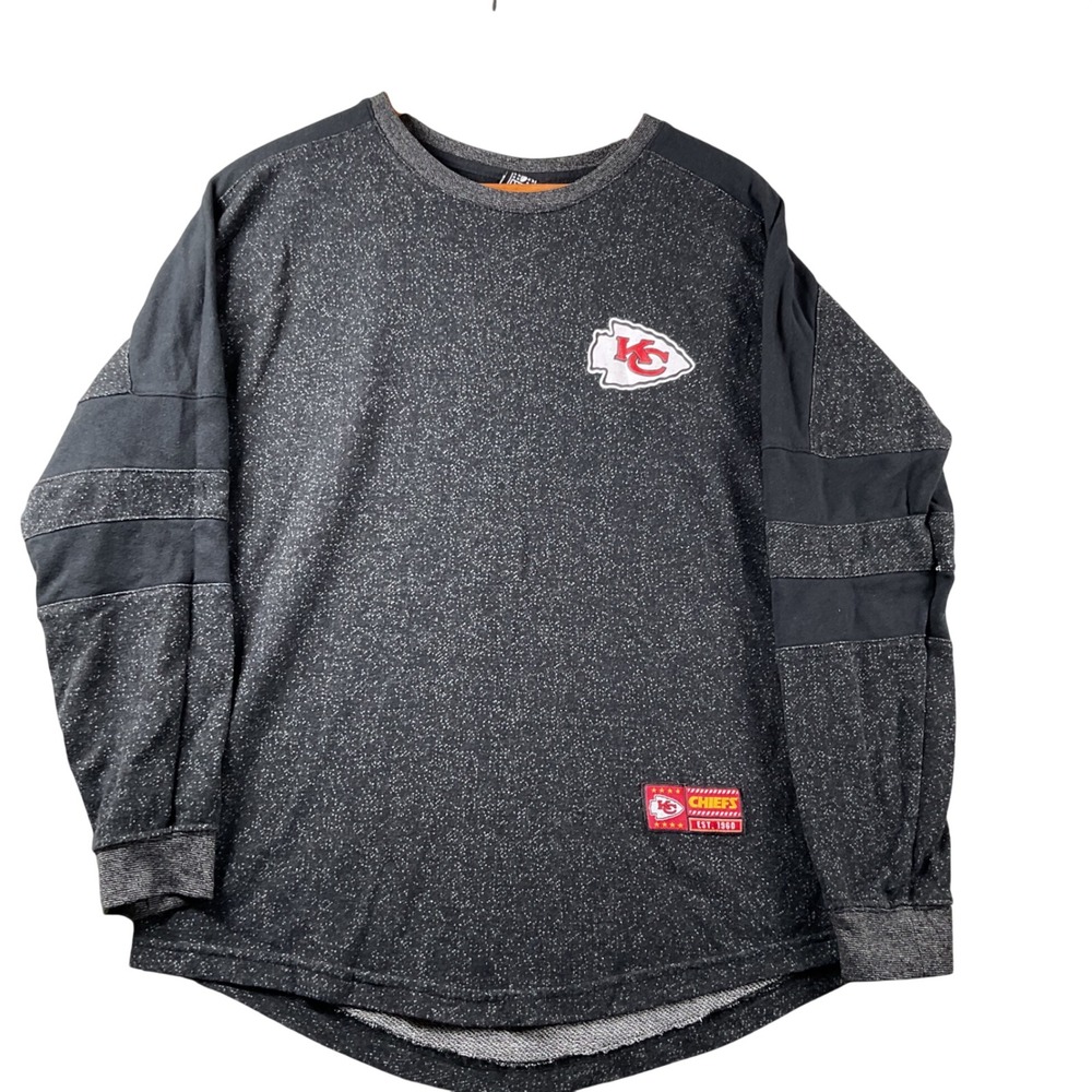 NFL Team Apparel Kansas City Chiefs Women Medium Black Space Dye Long Sleeve Top